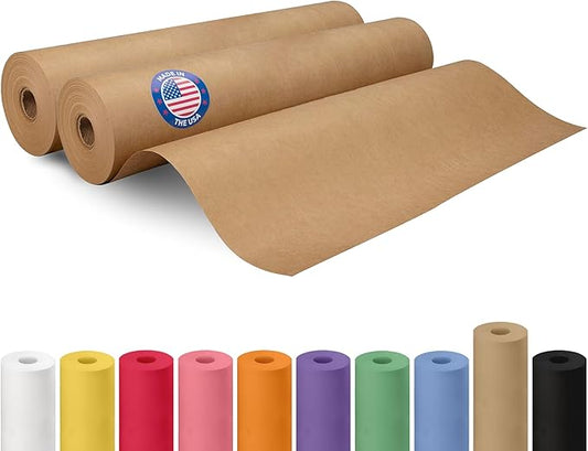 Brown Paper Roll 18" x 1800" (150 feet), Pack of 2 - USA-Made Brown Craft Wrapping Paper 50lb Thickness for Packing, Moving, Shipping & Crafts/Arts - 100% Recycled Natural Material by IDL Packaging