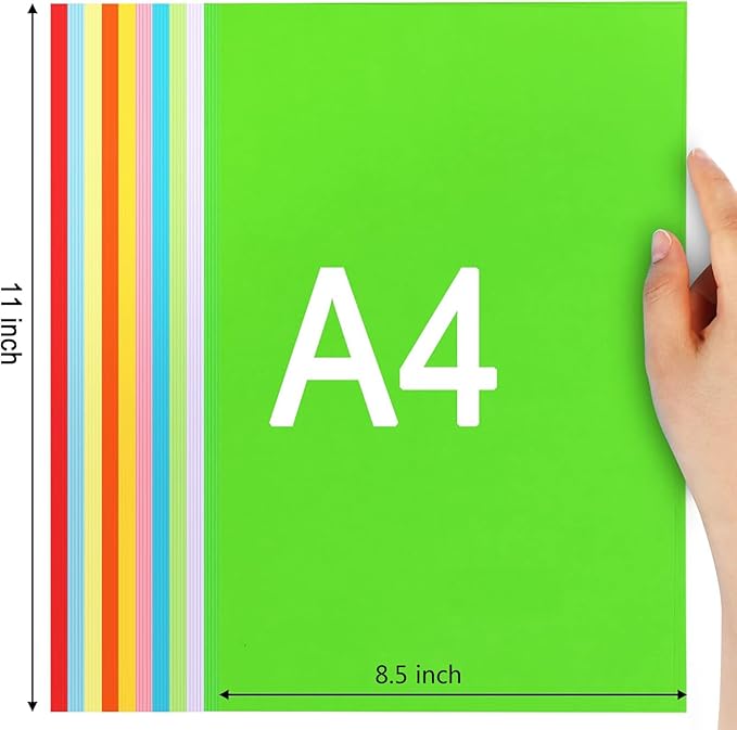 SANNIX 200 Sheets 10 Colors Colored Printer Paper - A4 Copy Paper for Multipurpose Printing, Origami, Art & Craft - 8.5" x 11"