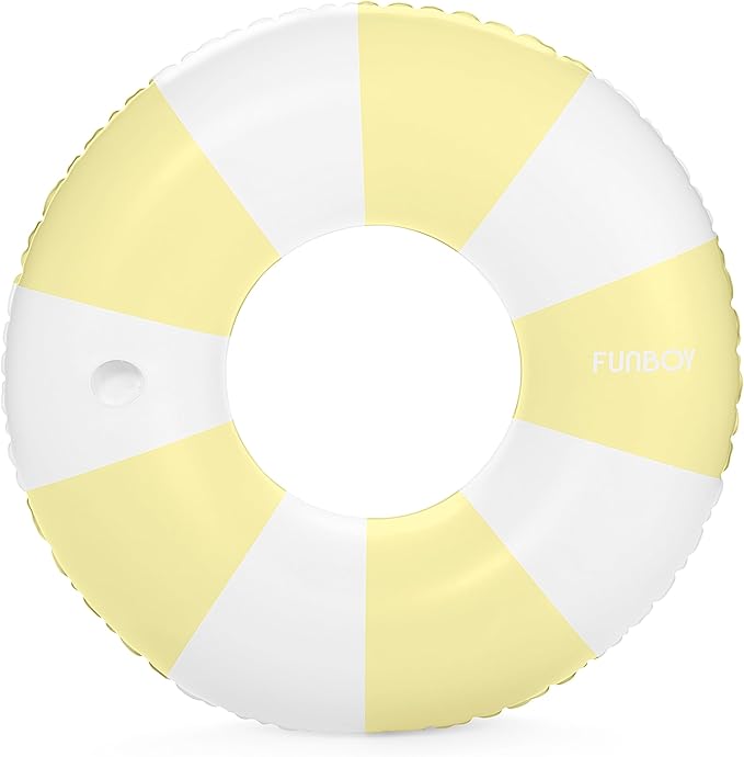 FUNBOY Giant Vintage Stripe Inflatable Tube Pool Float with Cup Holder 48" | Large Pool Float for Adults | Inner Tube Swimming Pool Toys Swim Rings | Pool Lounger Float for Pool Party & Summer