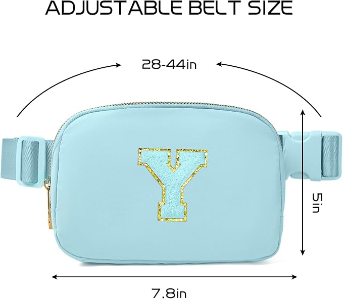 Gitus Gifts for 8 9 10 11 12 Year Old Girls Belt Bag Fanny Pack Crossbody Bags with Initial Letter Patch Cute Stuff Birthday Gifts for Teen Girls Women Personalized Trend Stuff (Icing Blue-Y)