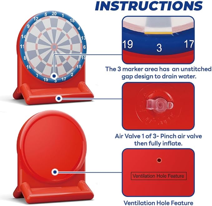 iPlay, iLearn Kids Fun Dartboard Outdoor Toys, Inflatable Dart Board Toss Game, Toddler Backyard Lawn Yard Play, Cool Indoor Family Party Birthday Gift for Ages 3 4 5 6 7 8 Boys Girls Children Teens