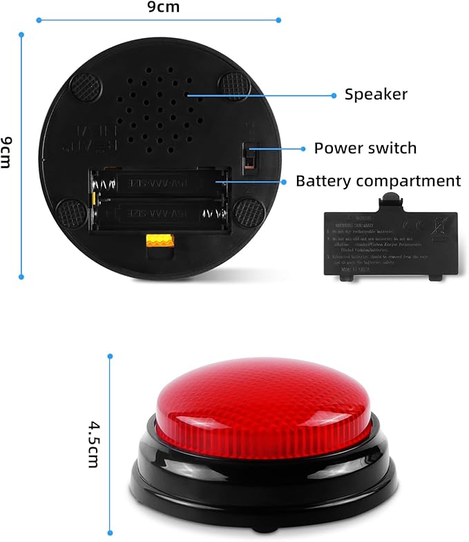 Buzzers for Trivia Games, Family Feud Buzzers for Adults, Game Buzzers with Lights and Sound, Answer Buzzers for Classroom, Perfect for Family Game and Trivia Nights