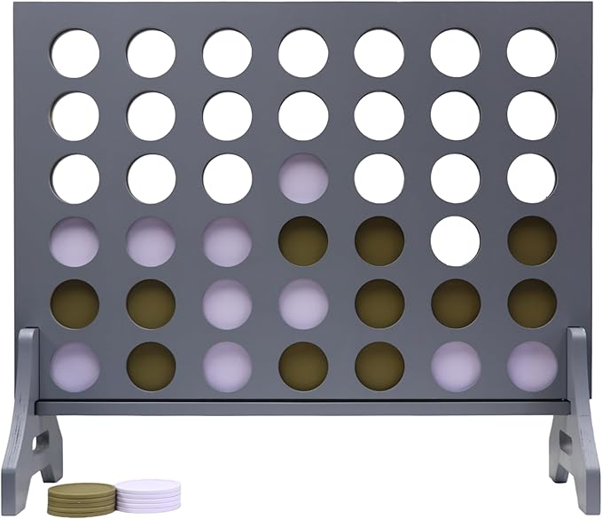 Tailgating Pros Premium Grey Giant Four in a Row with Carrying Case - Jumbo Oversized Outdoor Yard Game - Connect Multiple Pucks in a Row to Win - Many Puck Colors Available!