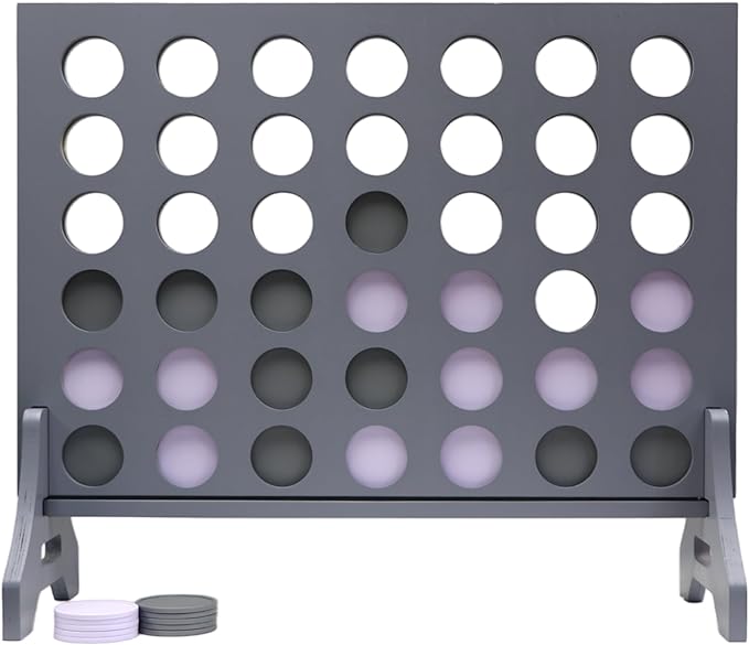 Tailgating Pros Premium Grey Giant Four in a Row with Carrying Case - Jumbo Oversized Outdoor Yard Game - Connect Multiple Pucks in a Row to Win - Many Puck Colors Available!