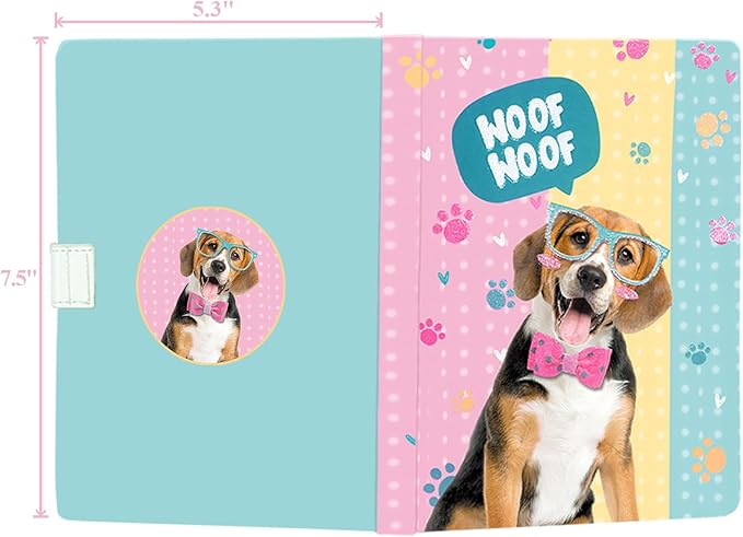 Dog Journal for Girls - Gift for Kids - Diary with Pen & Magnetic Closure, 192 Pages for Writing, 5.3"x7.5" Hardcover Lined Notebook