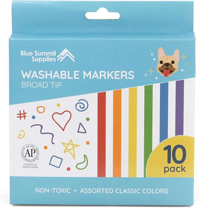 Blue Summit Supplies 300 Pack Kids Washable Markers Bulk, Non Toxic Bulk Washable Markers Classroom Set, Assorted Colors, 10 per Pack, Broad Tip