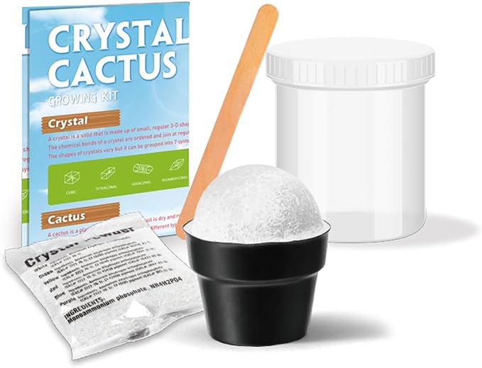 Crystal Growing Kit for Kids, Cactus-White DIY Crystal Science Experiment Set, Grow Your Own Crystals, STEM Educational Chemistry Kit for Boys & Girls Ages 6-12, Fun Science Lab Gift for Kids