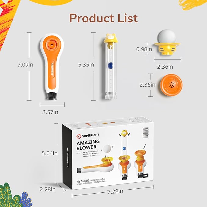 TOP BRIGHT 3 in 1 Sensory Toys for Toddler with Whistle, Ball Blowing, Floating Blow Pipe Balls – Autism Sensory Products, Fine Motor Skills, Toddler Toys for 3 4 5 Year Old Boys Girls Gifts