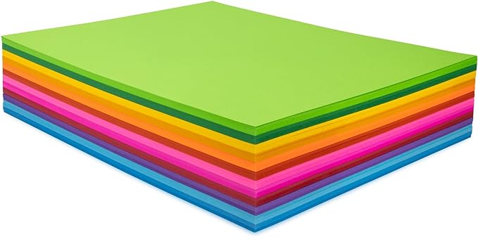 Hygloss Assorted Bright Colored Paper - 24 lb, 89 GSM, Acid-Free, Fade-Resistant, 8.5x11-Inch Letter Size Color Copy Paper, 144 Sheets, 12 Colors