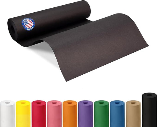 12" x 1200" (100 feet) Black Kraft Paper Roll - USA-Made Quality Craft Paper for Gift Wrapping, Kids' Arts & Crafts, School Projects - 100% Recycled Natural Material 50lb Thickness by IDL Packaging