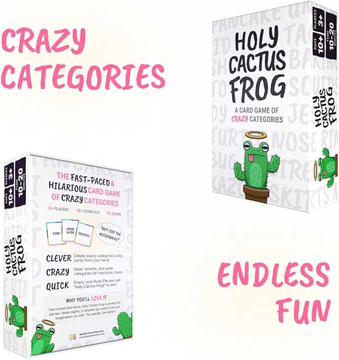 Holy Cactus Frog - A Card Game of Crazy Categories for 3+ Players, Ages 10+, 360 Unique Cards