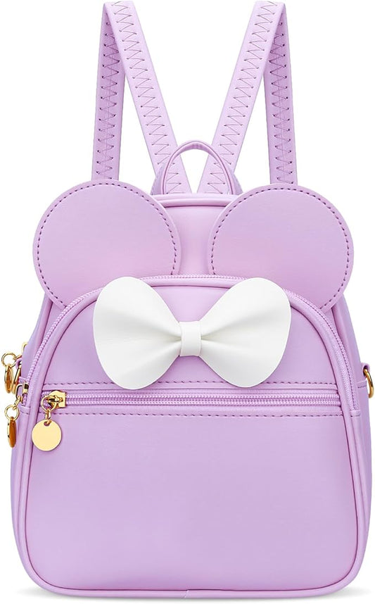 KKXIU Girls Initial Bowknot Cute Mini Backpack for Toddler, Travel Small Girl Backpacks, Personalized Trendy Stuff Gift for Little Girls and Kids(Purple)