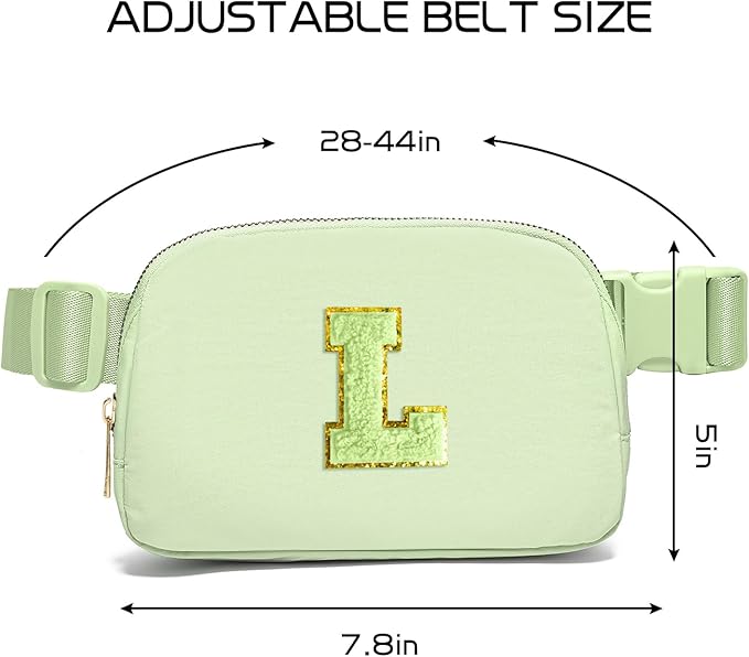 Gitus Gifts for 8 9 10 11 12 Year Old Girls Belt Bag Fanny Pack Crossbody Bags with Initial Letter Patch Cute Stuff Birthday Gifts for Teen Girls Women Personalized Trend Stuff (Light Green-L)