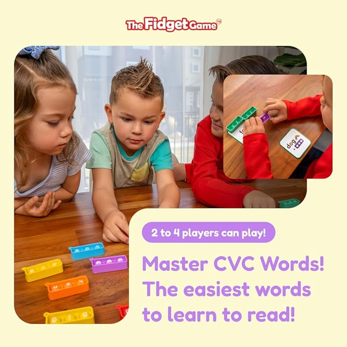 THE FIDGET GAME Sneaky Elves, CVC Sight Words Game, Pop Sensory Toy to Learn and Spell, Educational Kindergarten Classroom Activities, Multisensory Reading and Phonics Flash Cards for Kids 3+ Years