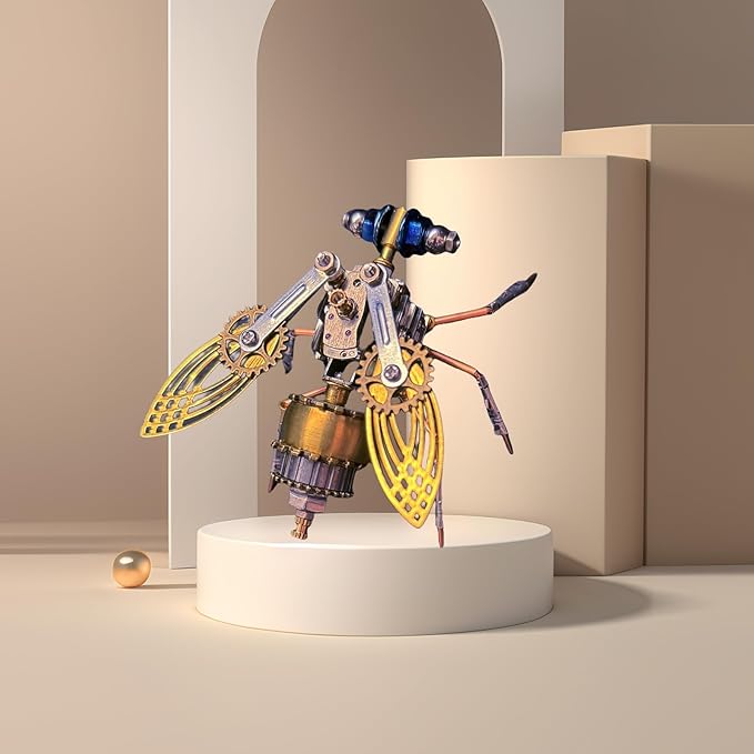 Steampunk Metal Insect Bug Mechanical Steampunk Sculpture Steampunk Mechanical Insect Clockwork 3D Steampunk Metal Puzzle Kits for Adults (Mechanical Fruit Fly)