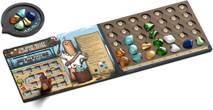 ALLPLAY - River Valley Glassworks Deluxe Edition Board Game for Families and Adults - Cozy Yet Clever Drafting Game - Colorful, Tactile Pieces - Scoring Puzzle - 1 to 5 Players - 20 Minutes