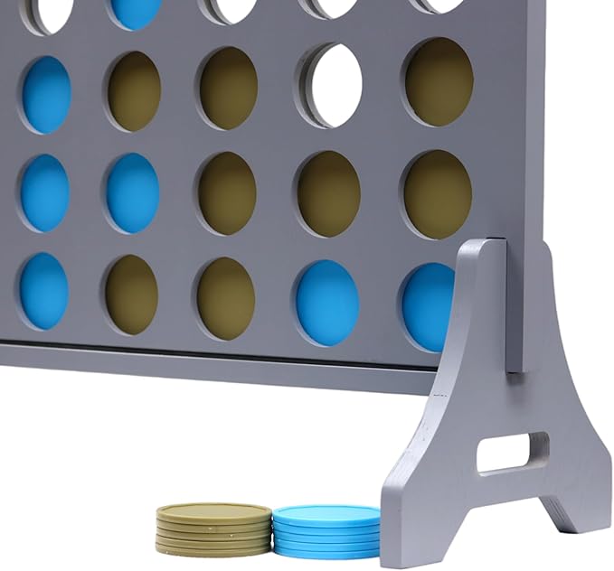 Tailgating Pros Premium Grey Giant Four in a Row with Carrying Case - Jumbo Oversized Outdoor Yard Game - Connect Multiple Pucks in a Row to Win - Many Puck Colors Available!