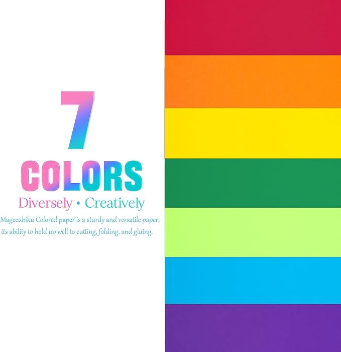 Construction Paper 8.5inx11in,70 Sheets,Set of 7 Colors 178GSM/65LB Heavyweight Construction Paper,Crafts,Arts,School Classroom Art Supplies Assorted Colors Bulk Paper