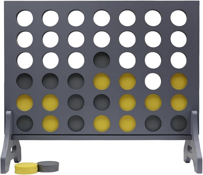 Tailgating Pros Premium Grey Giant Four in a Row with Carrying Case - Jumbo Oversized Outdoor Yard Game - Connect Multiple Pucks in a Row to Win - Many Puck Colors Available!