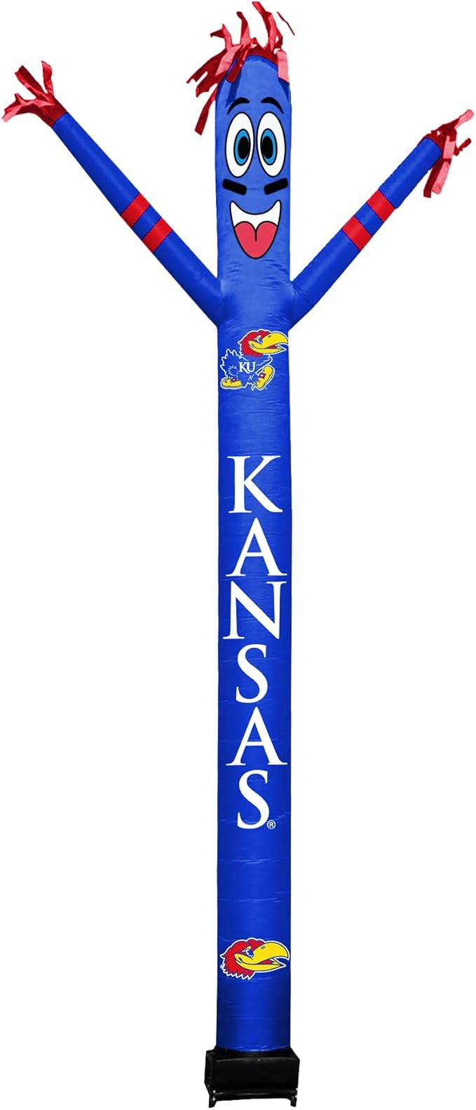 NCAA Kansas (KU) Football Wacky Waving Inflatable Tube Guy with LED Lights & Built-in Blower - 6" x 36" x 96" Inflatable Tube Man Crazy Sports Fan Outdoor Party Decoration
