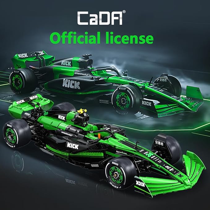 CaDA C64010W Kick Sauber F1 Team C44 Racing Building Set,MOC 1:8 F1 Building Block Car,Formula 1 Championship Super Car Model for Adults (2553pcs)
