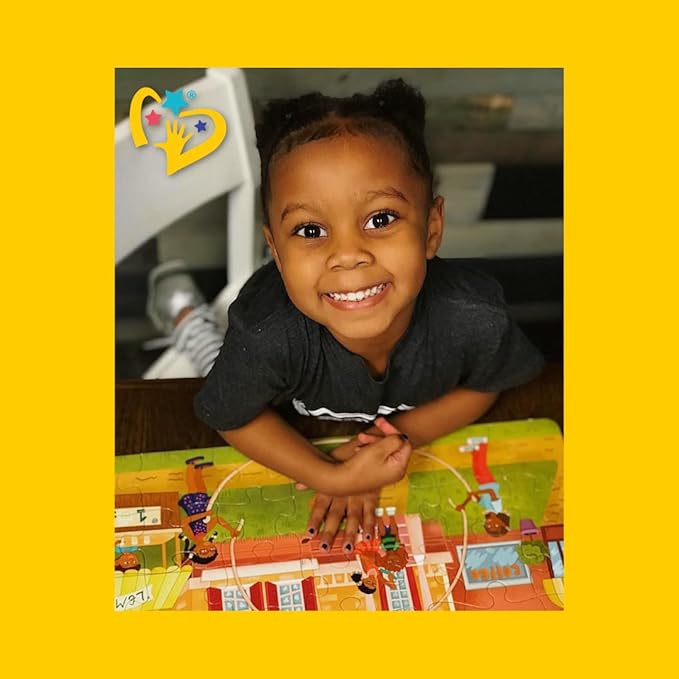 Upbounders® Fun Outside 48-Piece Puzzle for Kids Ages 4 5 6 7 8 | Jumbo Jigsaw Puzzle with Large Pieces & Storage Box | Preschool Puzzle Featuring Black Brown Children at Play