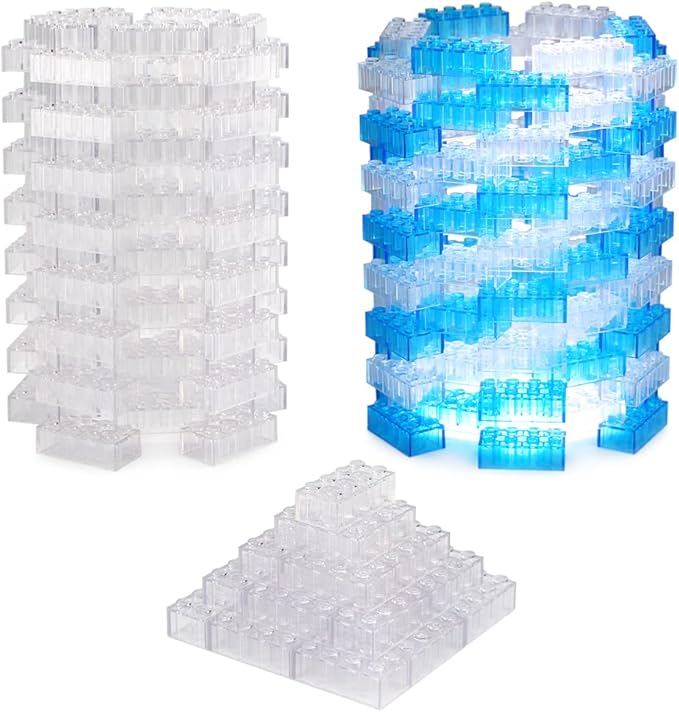 Feleph 2x4 Bricks x320 Pieces Transparent Clear Parts Classic Building Kit Creative Play Set Blocks Toy Basic Accessories Compatible with 3001 Major Brands (Trans-Clear)
