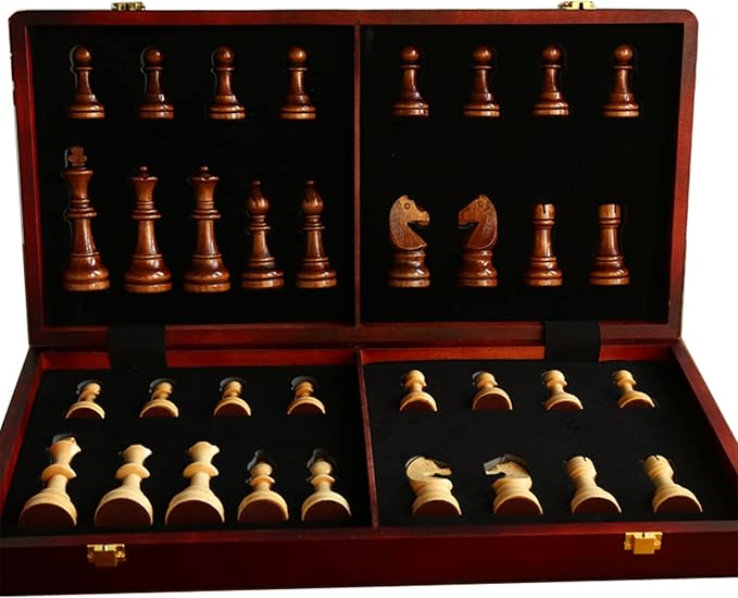 20" Extra Large Solid Walnut Wooden Chess Set with 2 Extra Queen Pieces - King Height 4.25''