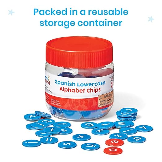 hand2mind Spanish Lowercase Alphabet Chips, Learning Letters for Spelling Practice, Plastic Alphabet Letters, Phonics Manipulatives, Learning Spanish for Kids, Spanish Classroom Must Haves