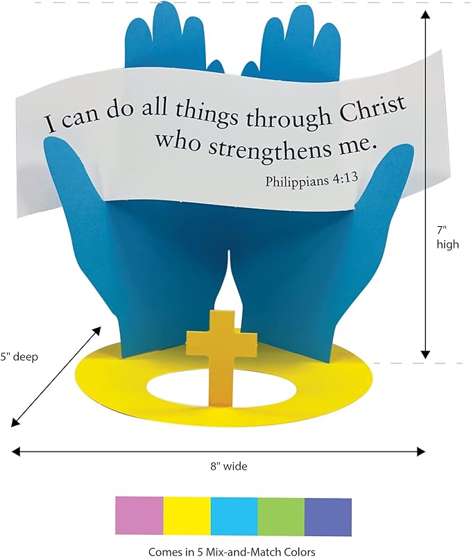 FreshCut Crafts Philippians 4:13 Punch-Out 3-D Paper Kit, 12 Colorful Tabletop Displays- Bible Craft for Kids Ages 5 & Up, Perfect for Sunday School, Church Activities, Homeschooling, Classroom Decor