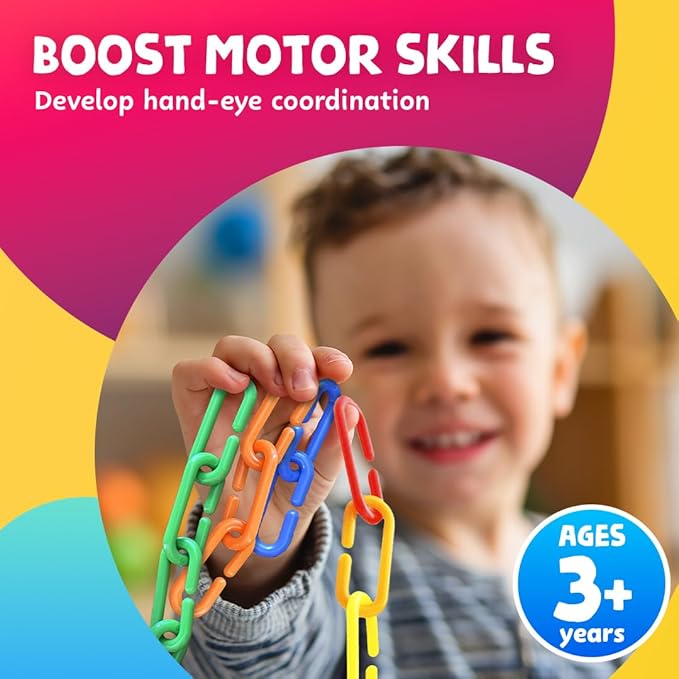 Skoolzy Math Links 120 pcs - 6 pk - Plastic Links for Kids Learning - Toy Chain Links - Plastic Links for Kids - Math Manipulative for 3, 4-8 Year