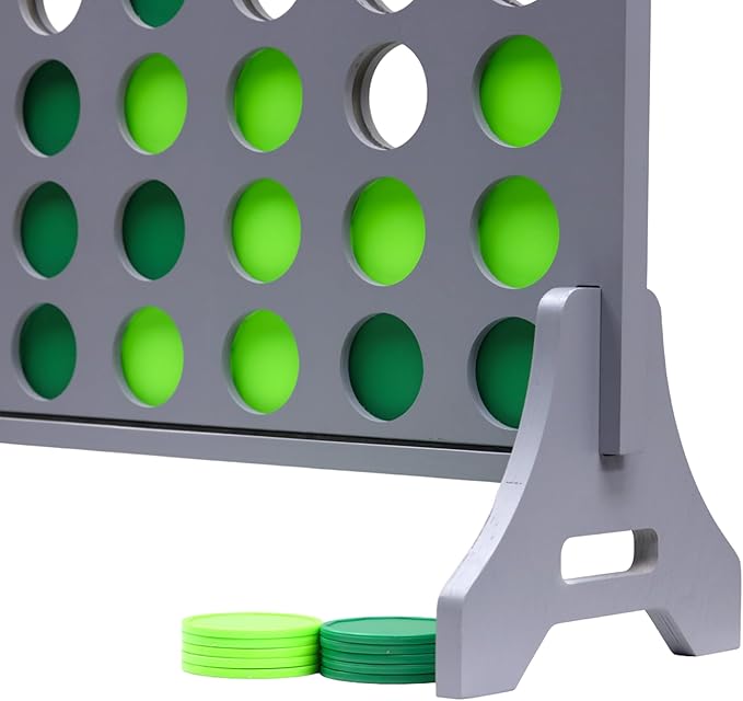 Tailgating Pros Premium Grey Giant Four in a Row with Carrying Case - Jumbo Oversized Outdoor Yard Game - Connect Multiple Pucks in a Row to Win - Many Puck Colors Available!