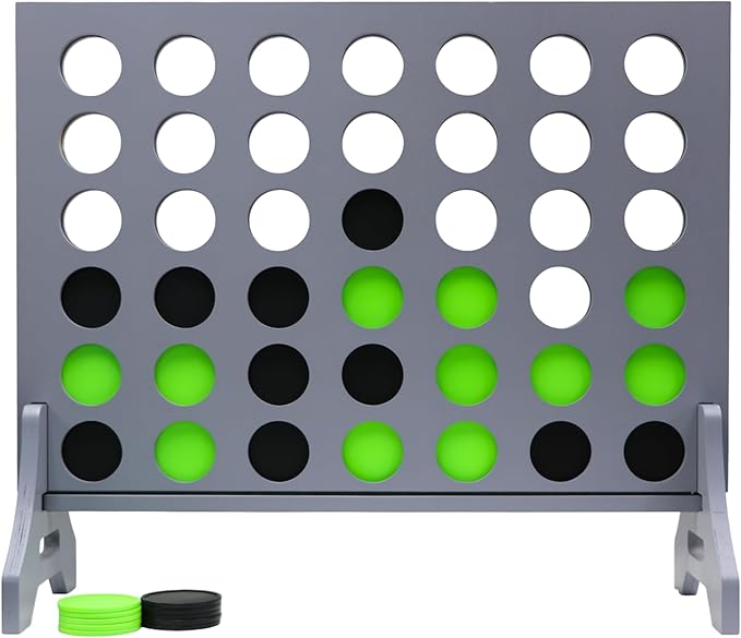 Tailgating Pros Premium Grey Giant Four in a Row with Carrying Case - Jumbo Oversized Outdoor Yard Game - Connect Multiple Pucks in a Row to Win - Many Puck Colors Available!