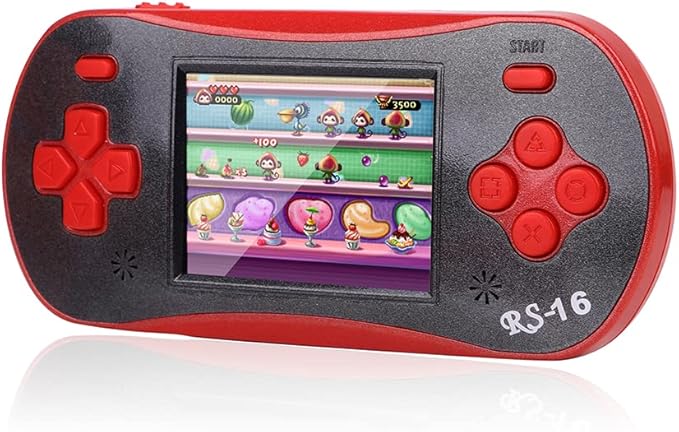 Handheld Game Player for Kids Adults- FAMILY POCKET RS16 Portable Classic Game Controller Built-in 260 Game 2.5 inch LCD Retro Arcade Video Game System Children's Birthday Gift (red)