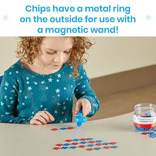 hand2mind Spanish Lowercase Alphabet Chips, Learning Letters for Spelling Practice, Plastic Alphabet Letters, Phonics Manipulatives, Learning Spanish for Kids, Spanish Classroom Must Haves