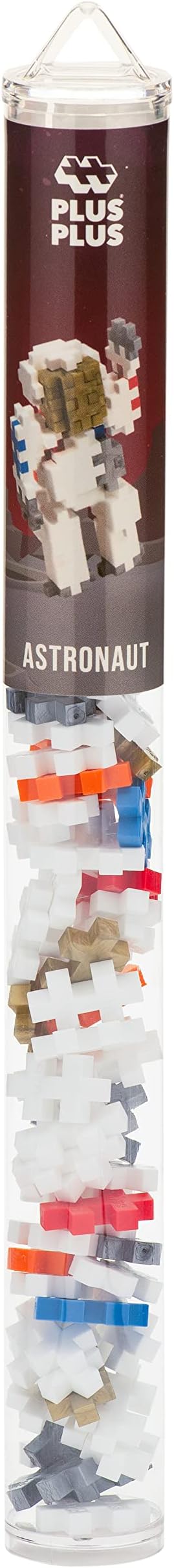 PLUS PLUS 3D Puzzle Stem Figure Building Block Kit, Science Toy for Kids, 70 Interlocking Pieces - Astronaut Apollo 11 Space Mini Maker Tube