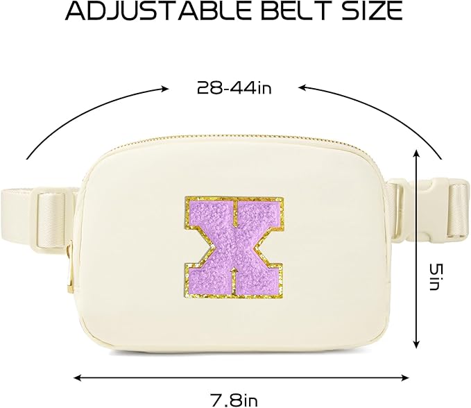 Gitus Gifts for 8 9 10 11 12 Year Old Girls Belt Bag Fanny Pack Crossbody Bags with Initial Letter Patch Cute Stuff Birthday Gifts for Teen Girls Women Personalized Trend Stuff (Ivory-X)