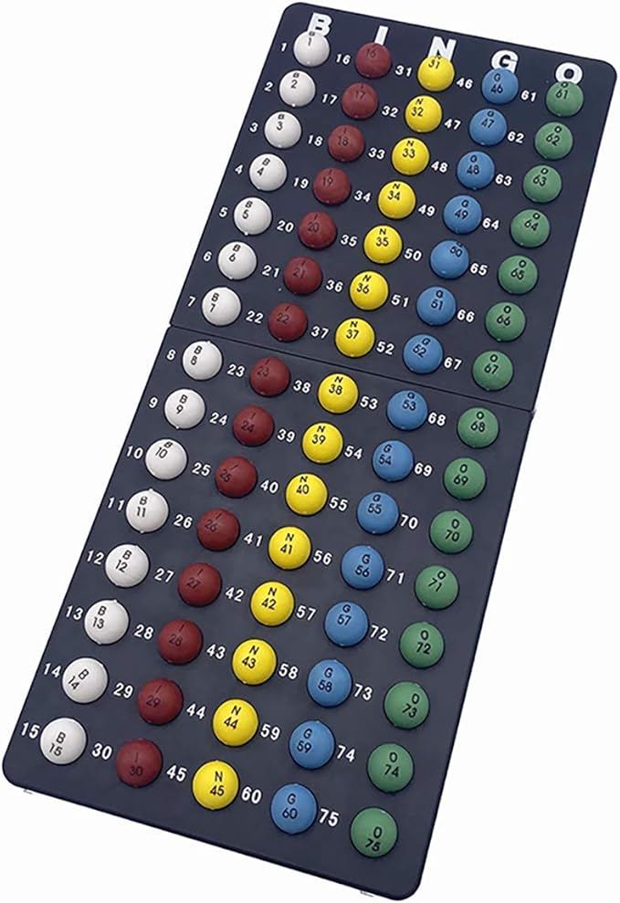 Deluxe Bingo Game Set-Includes Bingo Cage,600 Colorful Bingo Chips with a Bag,100 Mixed Bingo Cards,75 Calling Balls with a Bag,Plastic Master Board-Ideal for Large Groups, Parties