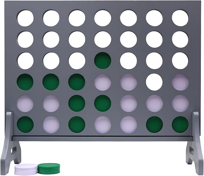 Tailgating Pros Premium Grey Giant Four in a Row with Carrying Case - Jumbo Oversized Outdoor Yard Game - Connect Multiple Pucks in a Row to Win - Many Puck Colors Available!