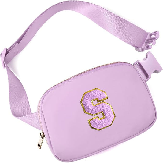 Gitus Gifts for 8 9 10 11 12 Year Old Girls Belt Bag Fanny Pack Crossbody Bags with Initial Letter Patch Cute Stuff Birthday Gifts for Teen Girls Women Personalized Trend Stuff (Lavender-S)