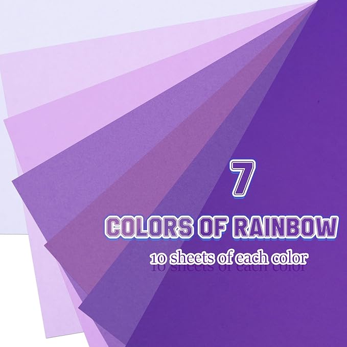 Construction Paper 8.5inx11in,70 Sheets,Set of 7 Colors 178GSM/65LB Heavyweight Construction Paper,Crafts,Arts,School Classroom Art Supplies Assorted Colors Bulk Paper