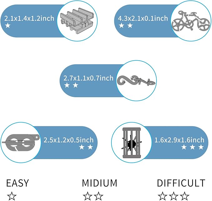 5 Pcs Metal Puzzles 3D Brain Teaser Puzzles for Adults Teens, Highly Difficult Metal Brain Puzzles, IQ Logic Test Disentanglement Game for Classroom Party Mind Challenge School Supplies (Cage Puzzle)