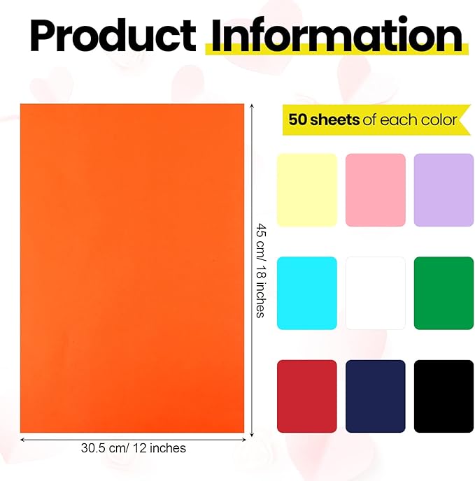Yahenda 500 Pieces Construction Paper Lightweight 12'' x 18'' Colored Card Stock Bulk Craft Printer Paper for Drawing Art DIY Craft Scrapbook Party(Multicolor)