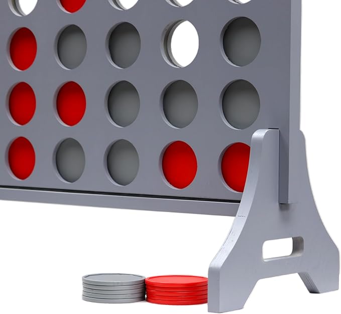 Tailgating Pros Premium Grey Giant Four in a Row with Carrying Case - Jumbo Oversized Outdoor Yard Game - Connect Multiple Pucks in a Row to Win - Many Puck Colors Available!