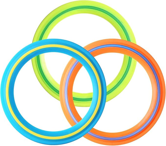 Flying Disc for Kids Adults 11 inch Flying Ring, 3 Pack Beach Backyard Sports Play Soft Discs,Best Sport Outdoor Tossing Toy Gift for 4+ Year Old Boys Girls Family 3PCS (Yellow,Orange & Turquoise)