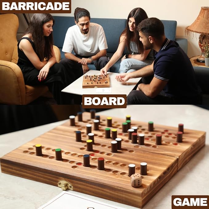 Barricade Board Game - Malefiz - New 2025 Dice Games - 2-4 Player Competitive Strategy Game - Fast Track Board Game Fun Wooden Dice Game for Family & Friends - Adults Games Wood Games