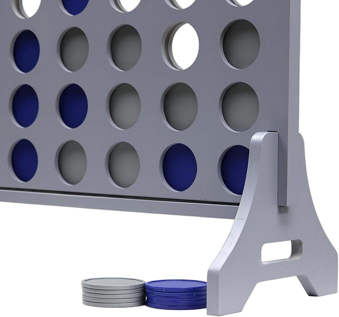 Tailgating Pros Premium Grey Giant Four in a Row with Carrying Case - Jumbo Oversized Outdoor Yard Game - Connect Multiple Pucks in a Row to Win - Many Puck Colors Available!