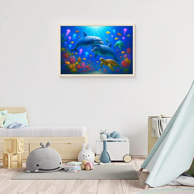 100-Piece Colorful Ocean Puzzles for Kids Ages 4-6 6-8 8-10, 100-Piece Jigsaw Puzzle with Dolphins, Sea Turtles, Fish & Coral โ Educational Toy for Boys & Girls โ Underwater Animal Puzzle Game