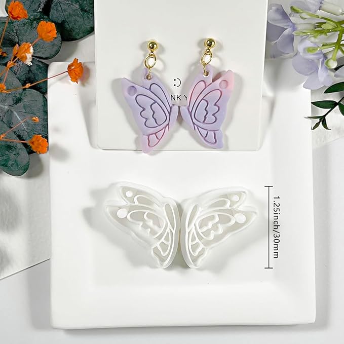 Butterfly Wings Polymer Clay Cutters – Clay Cutters for Earrings Making, Polymer Clay Molds for Jewelry DIY, Clay Tools for Handmade Crafts