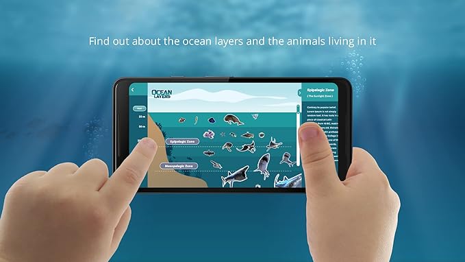 4D+ Augmented Reality Flashcards for Kids – Educational STEM Cards with Free App – Interactive Learning for Ages 4+ (Ocean 4D+)